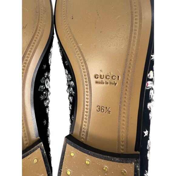Gucci Jordaan Black Suede Loafers With Crystal Appliqué - Picture 14 of 16